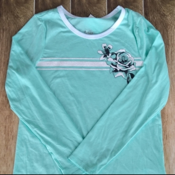 3/$25  JUSTICE Light green long sleeve shirt size children 10 - Picture 8 of 9